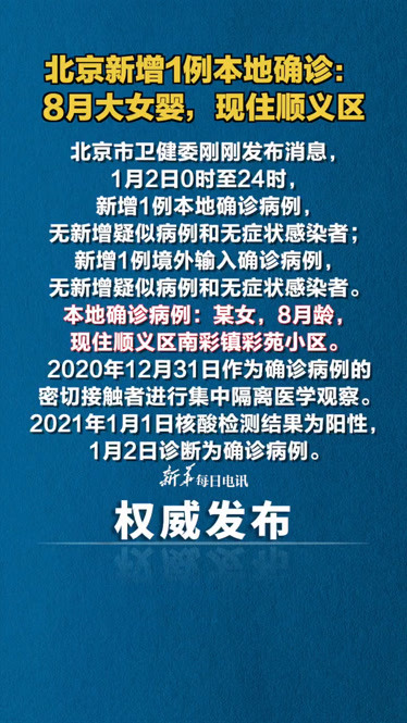 北京新增1例确诊1例无症状〃北京新增1例确诊1例无症状病例-第2张图片